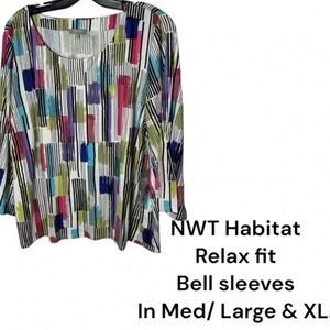 Oversized swing top,,multicolored,striped,cottagecore  cabincore NWT HABITAT